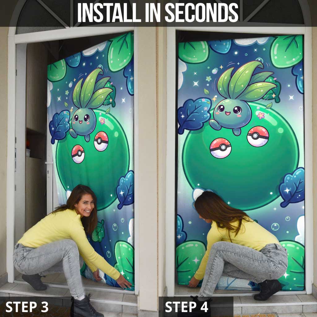 Oddish Door Cover Whimsical Kawaii Botanical Fantasy