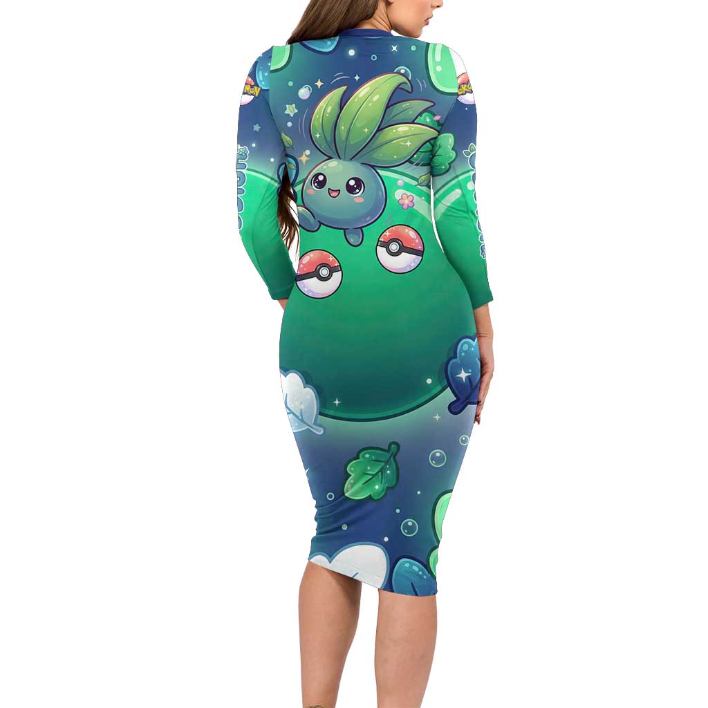 Oddish Family Matching Long Sleeve Bodycon Dress and Hawaiian Shirt Whimsical Kawaii Botanical Fantasy