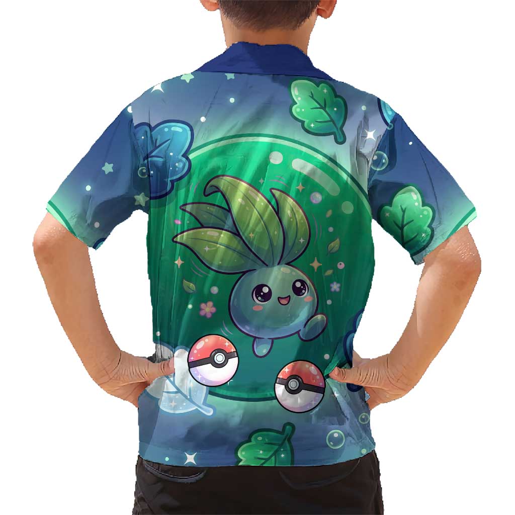 Oddish Family Matching Off The Shoulder Long Sleeve Dress and Hawaiian Shirt Whimsical Kawaii Botanical Fantasy