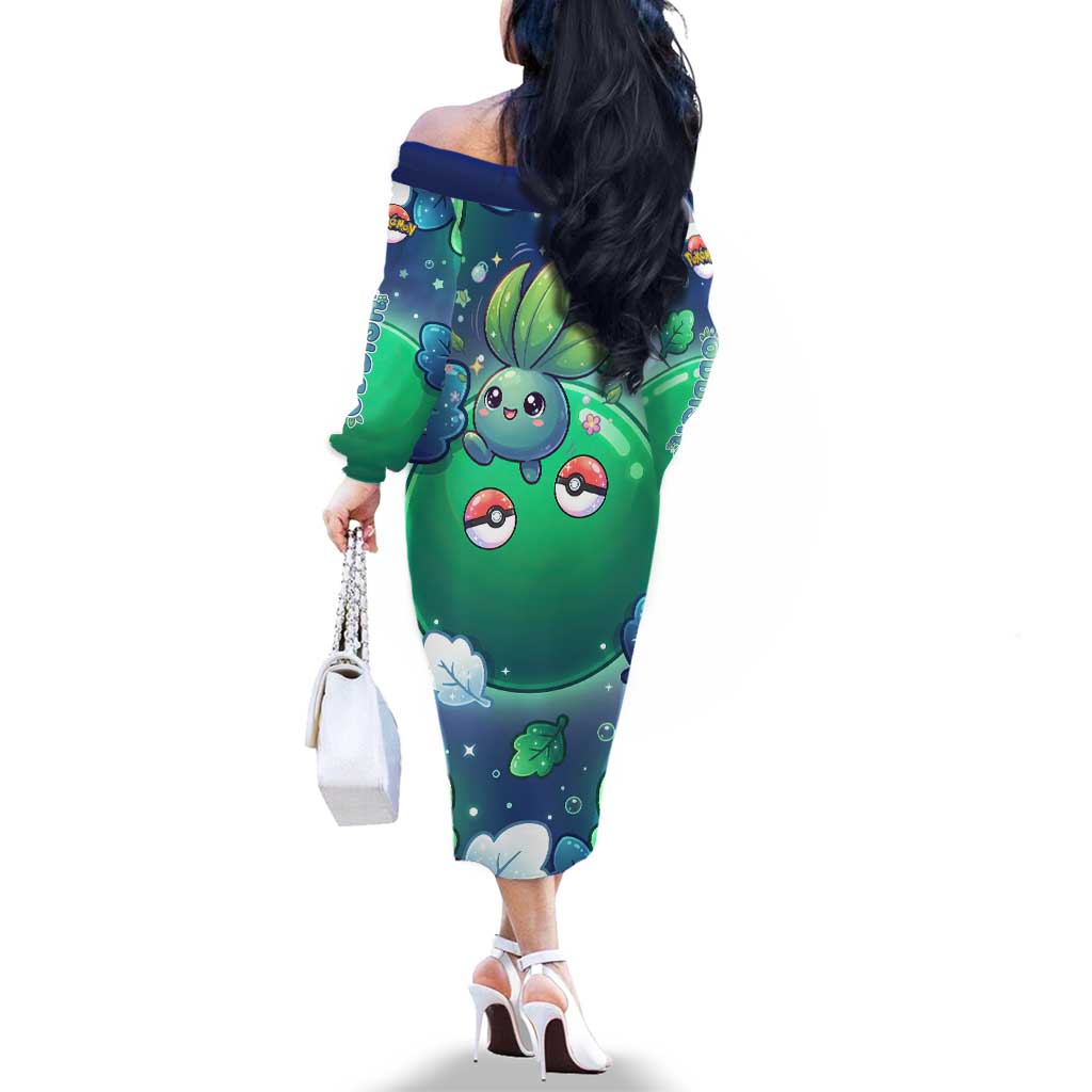 Oddish Family Matching Off The Shoulder Long Sleeve Dress and Hawaiian Shirt Whimsical Kawaii Botanical Fantasy