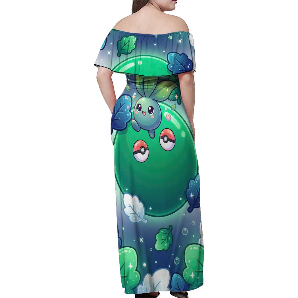 Oddish Family Matching Off Shoulder Maxi Dress and Hawaiian Shirt Whimsical Kawaii Botanical Fantasy