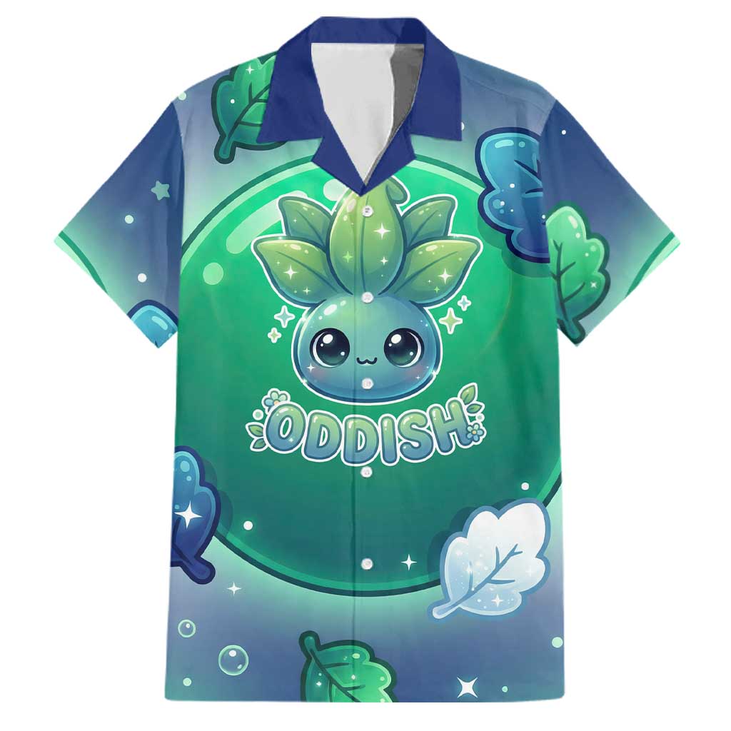 Oddish Family Matching Off Shoulder Short Dress and Hawaiian Shirt Whimsical Kawaii Botanical Fantasy