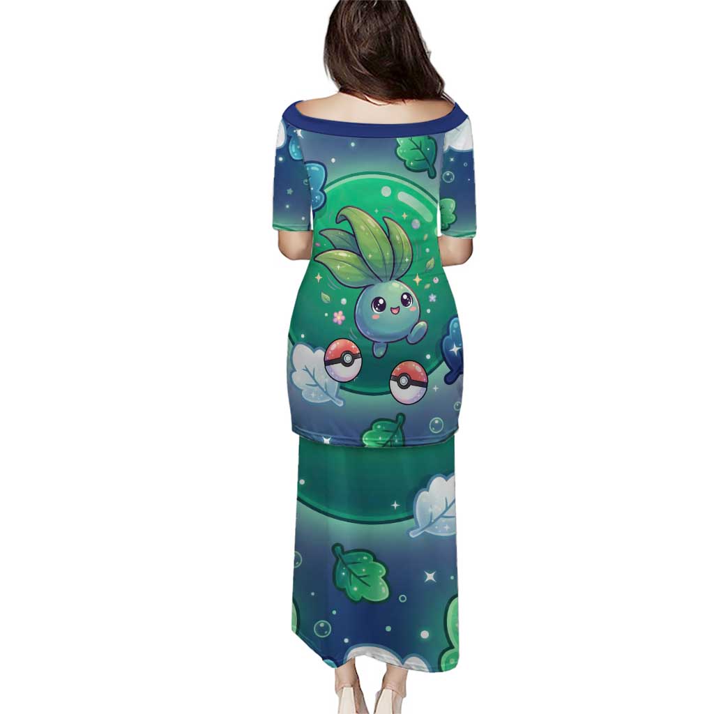Oddish Family Matching Puletasi and Hawaiian Shirt Whimsical Kawaii Botanical Fantasy