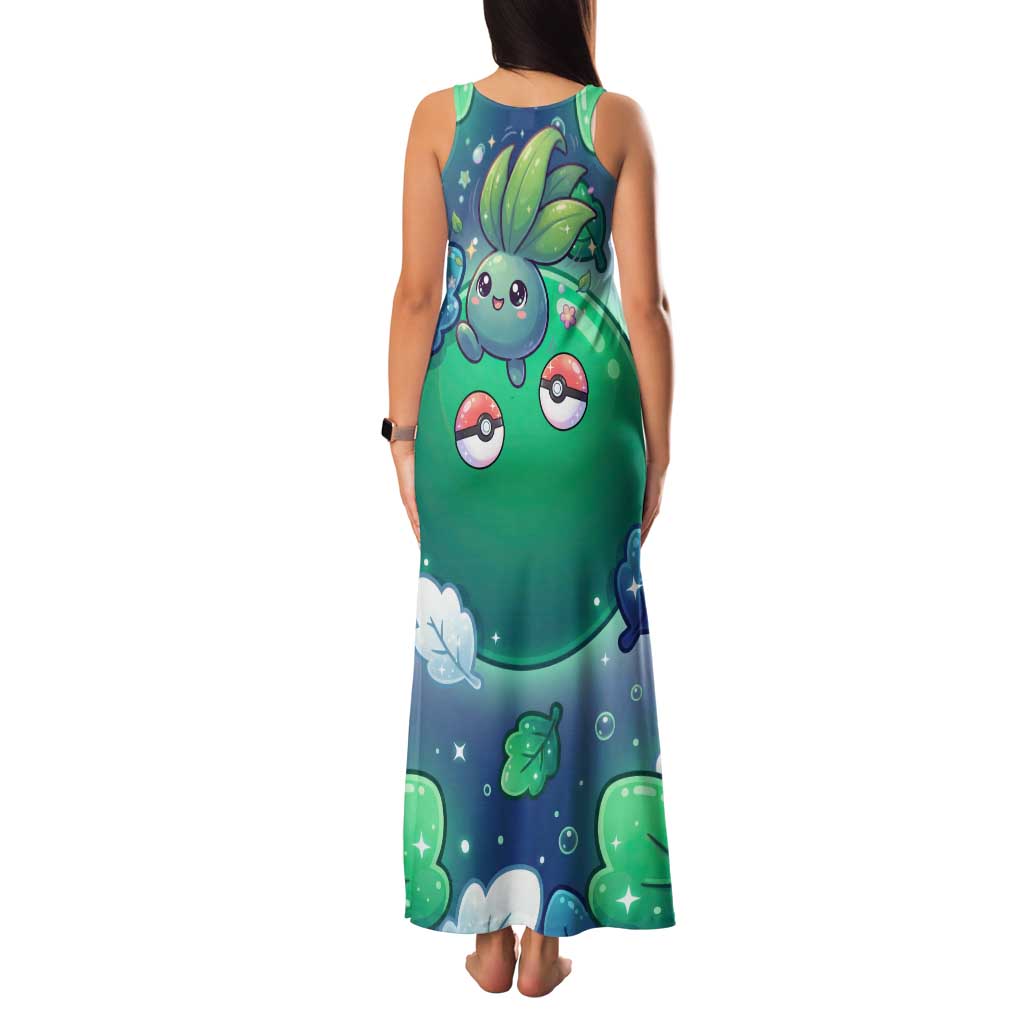 Oddish Family Matching Tank Maxi Dress and Hawaiian Shirt Whimsical Kawaii Botanical Fantasy