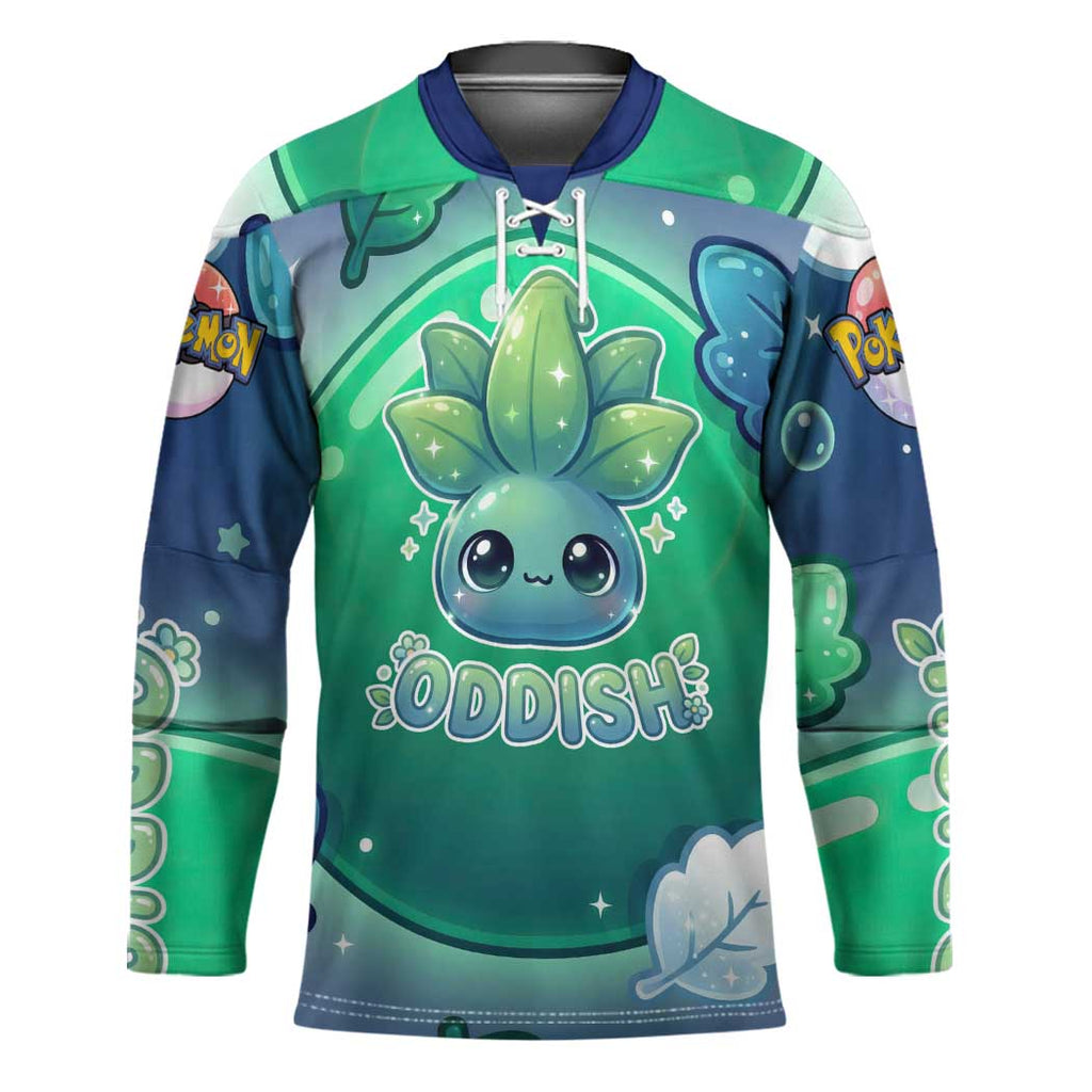 Oddish Hockey Jersey Whimsical Kawaii Botanical Fantasy