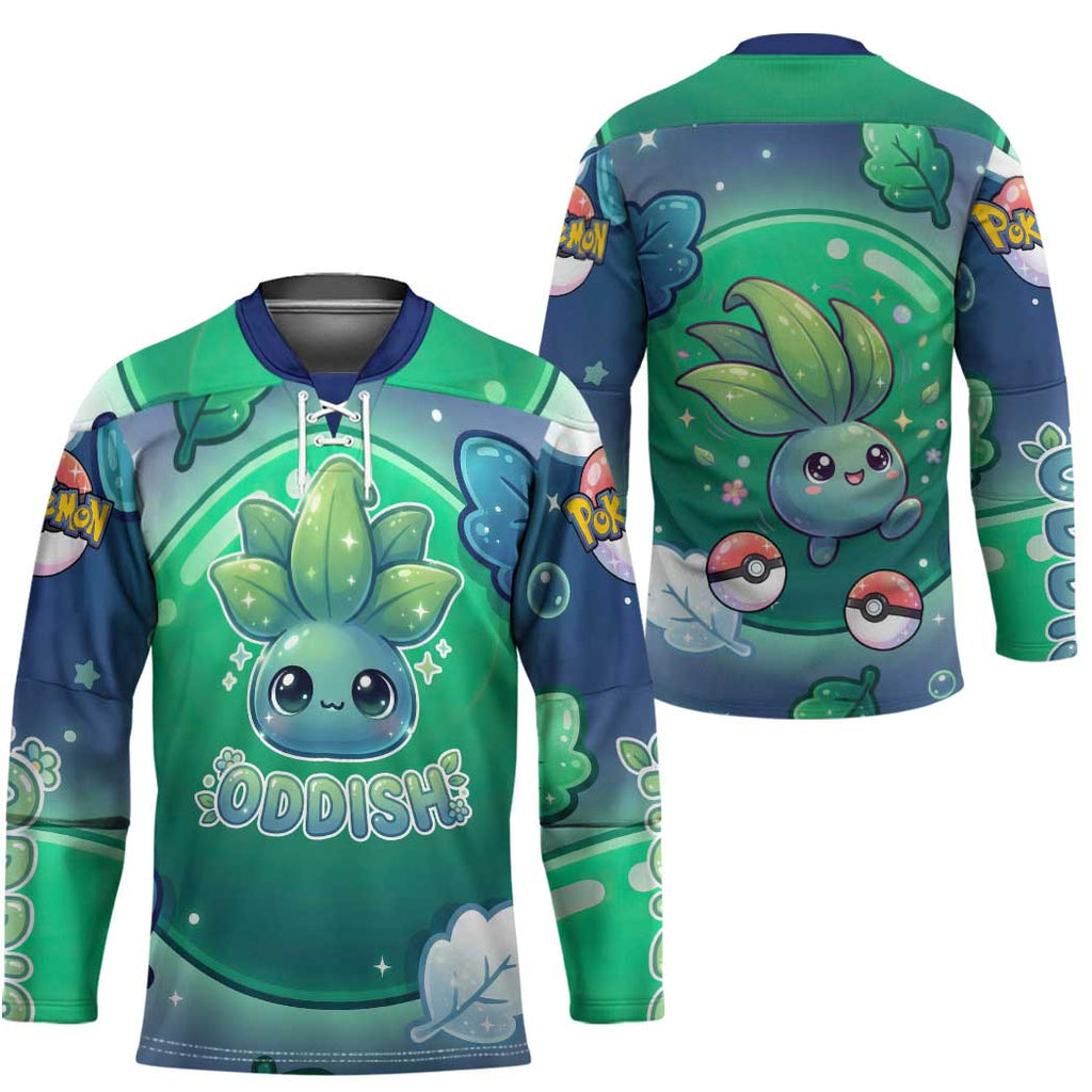Oddish Hockey Jersey Whimsical Kawaii Botanical Fantasy