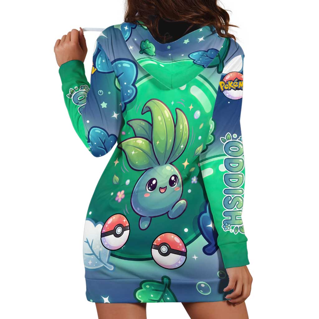 Oddish Hoodie Dress Whimsical Kawaii Botanical Fantasy