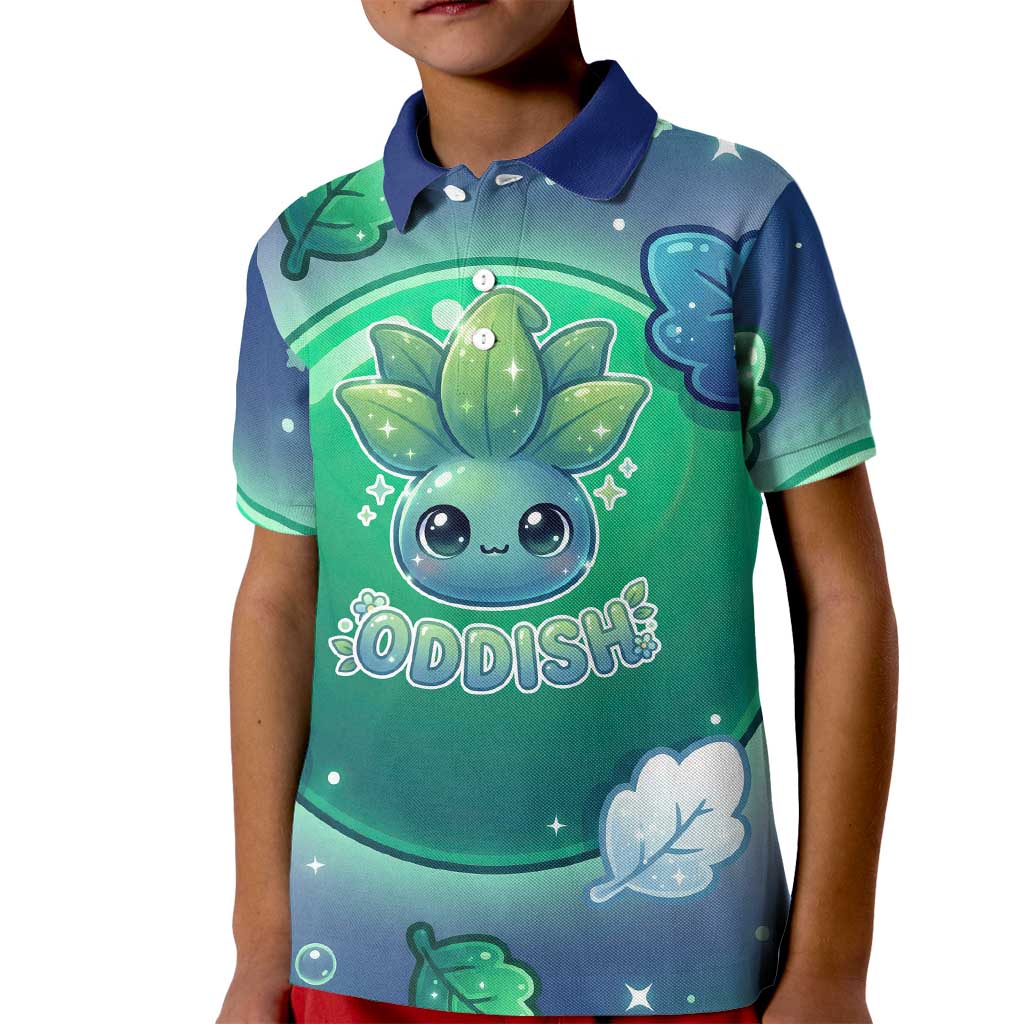 Oddish Kid Polo Shirt Whimsical Kawaii Botanical Fantasy