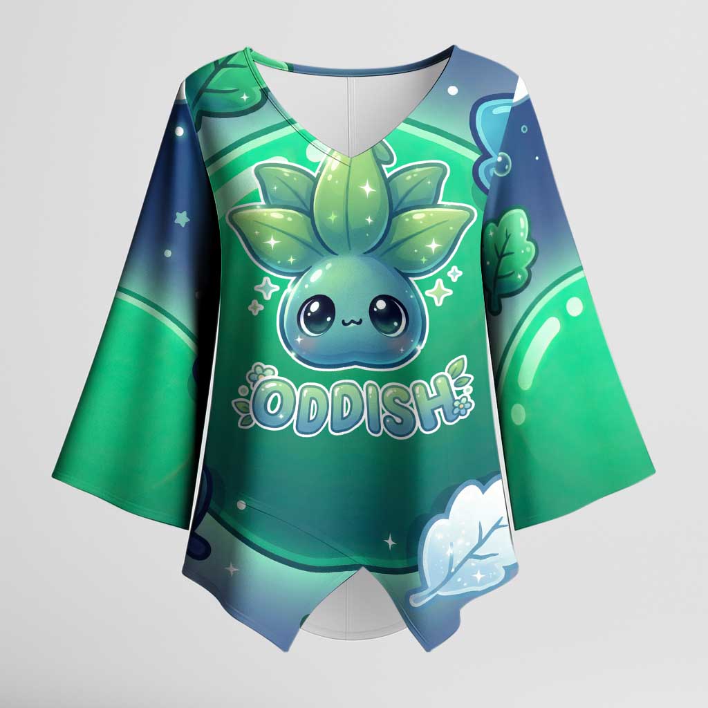 Oddish Kimono Sleeve Blouse Whimsical Kawaii Botanical Fantasy