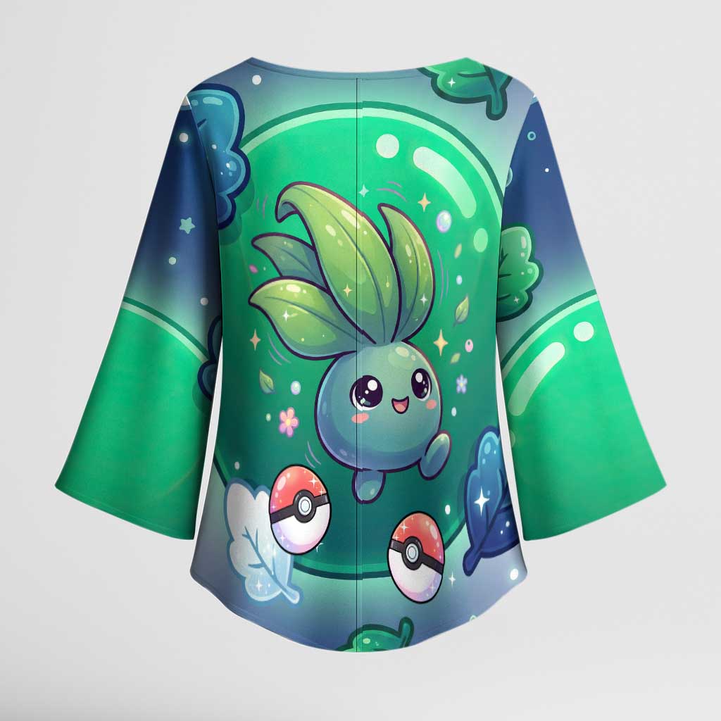 Oddish Kimono Sleeve Blouse Whimsical Kawaii Botanical Fantasy