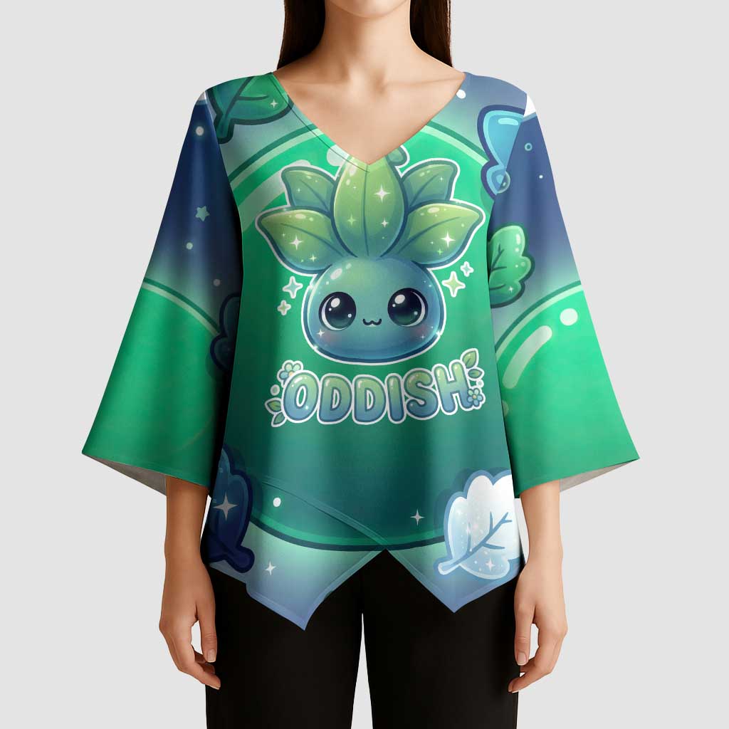 Oddish Kimono Sleeve Blouse Whimsical Kawaii Botanical Fantasy