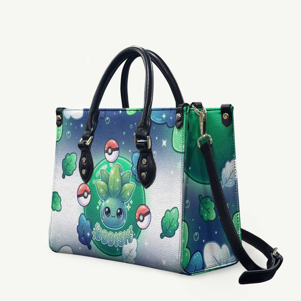 Oddish Leather Bag Whimsical Kawaii Botanical Fantasy