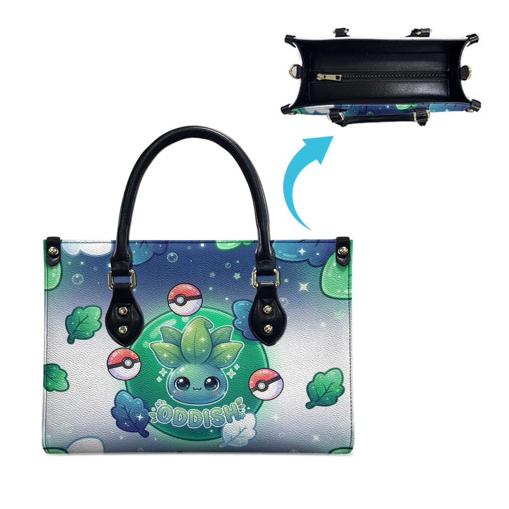 Oddish Leather Bag Whimsical Kawaii Botanical Fantasy
