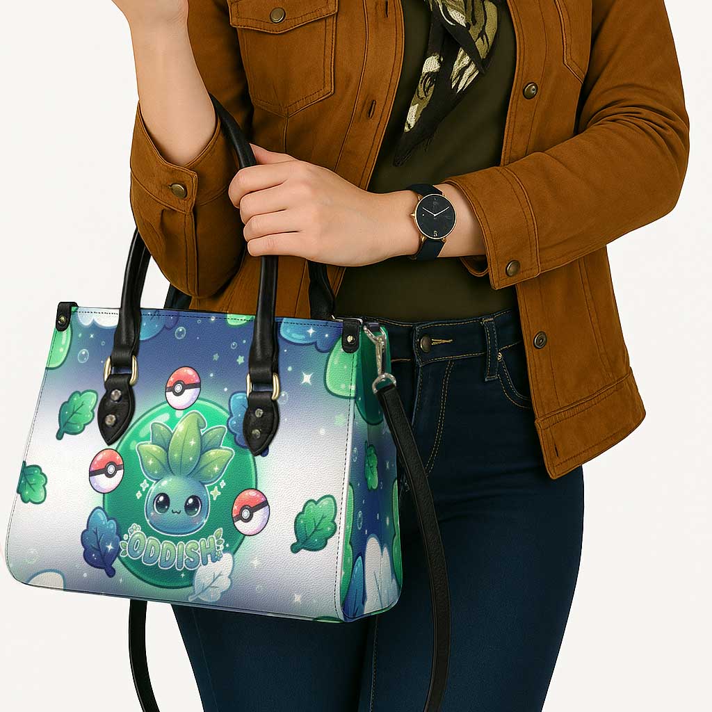 Oddish Leather Bag Whimsical Kawaii Botanical Fantasy