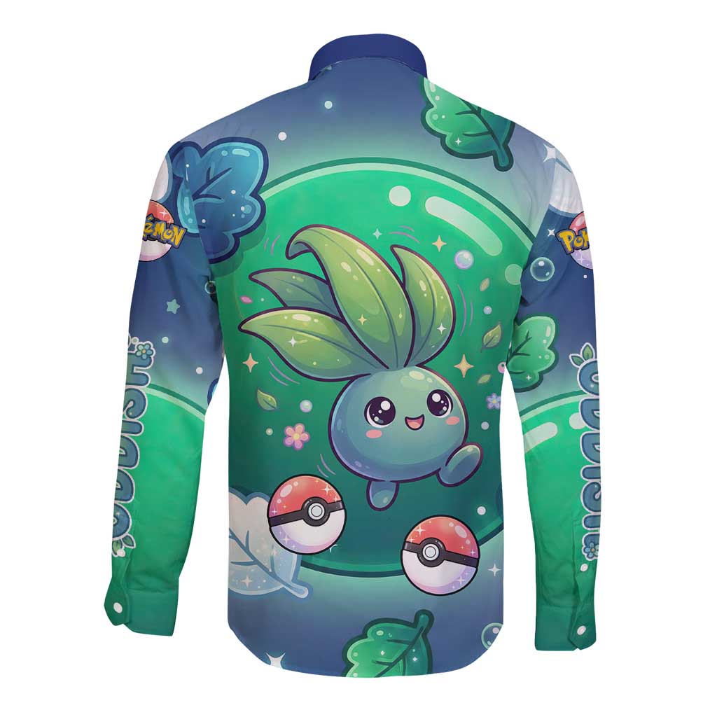 Oddish Long Sleeve Button Shirt Whimsical Kawaii Botanical Fantasy