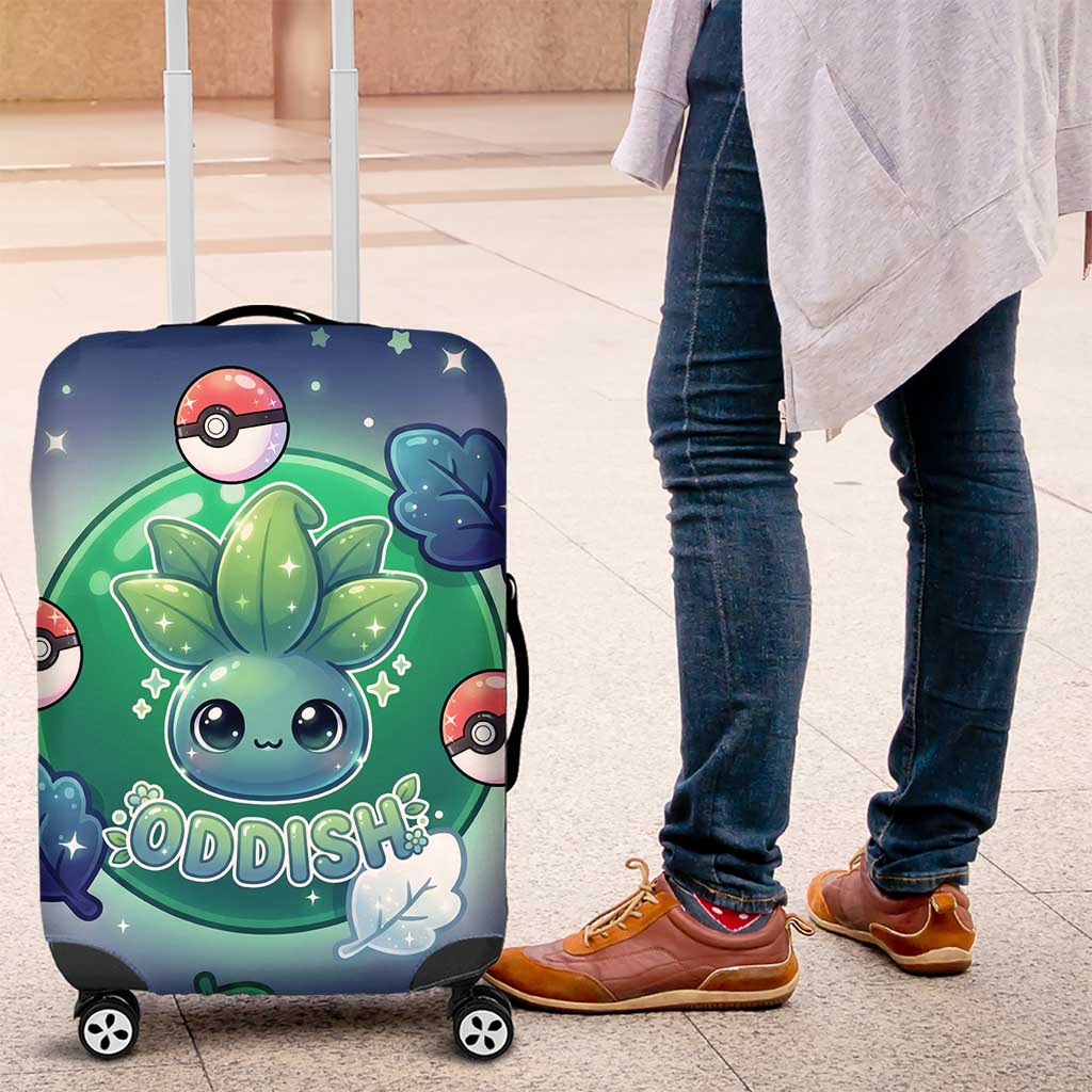 Oddish Luggage Cover Whimsical Kawaii Botanical Fantasy