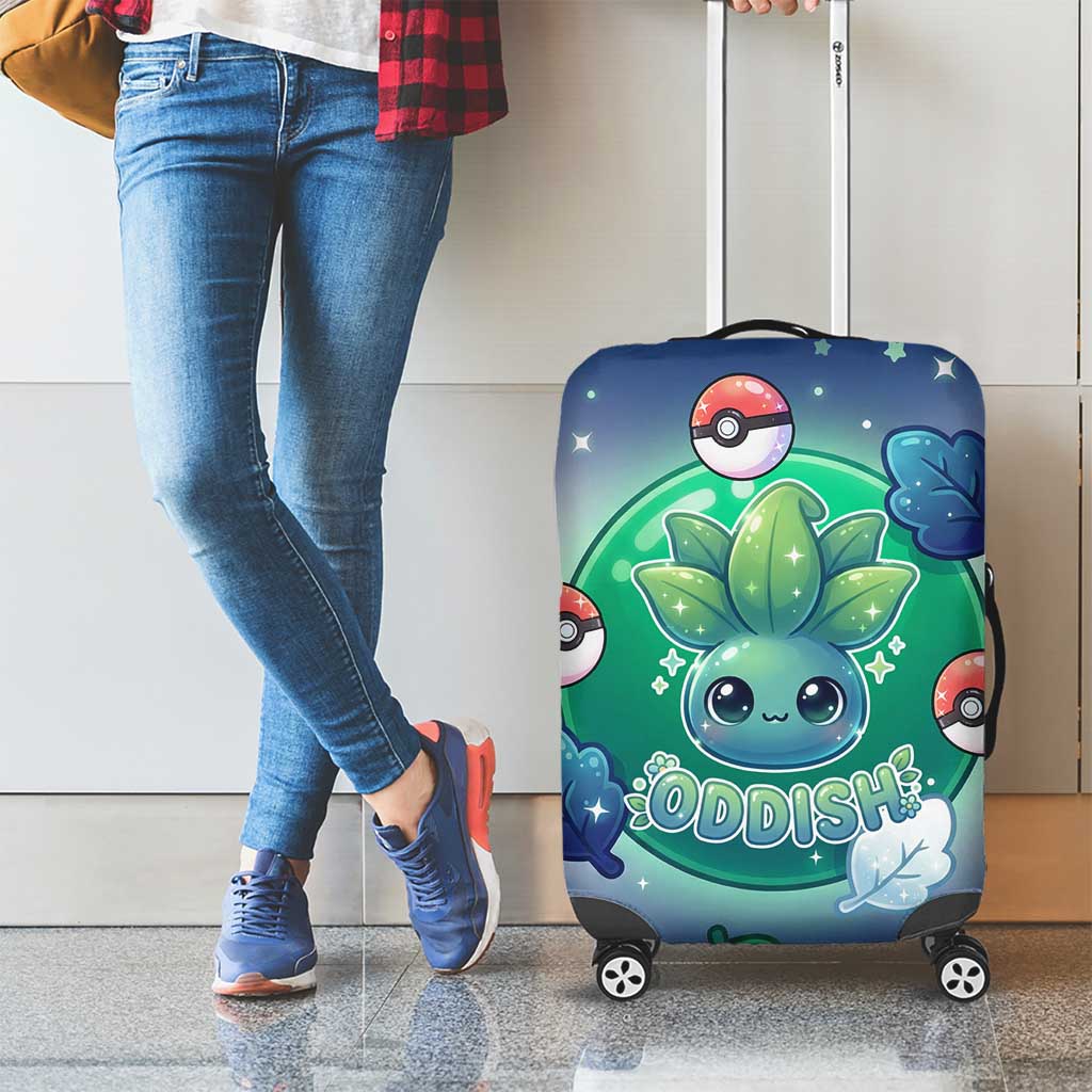 Oddish Luggage Cover Whimsical Kawaii Botanical Fantasy