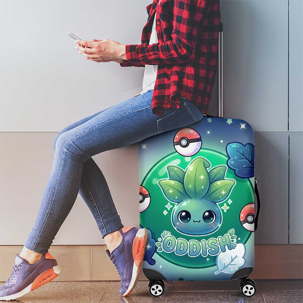 Oddish Luggage Cover Whimsical Kawaii Botanical Fantasy