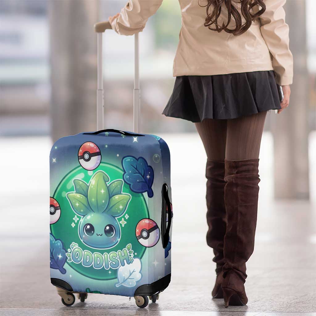 Oddish Luggage Cover Whimsical Kawaii Botanical Fantasy
