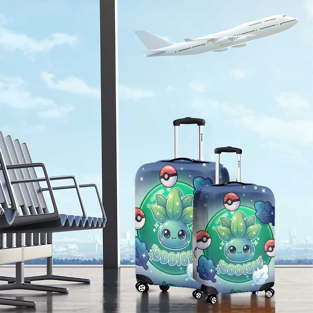Oddish Luggage Cover Whimsical Kawaii Botanical Fantasy