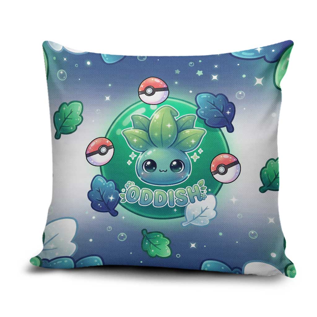 Oddish Pillow Cover Whimsical Kawaii Botanical Fantasy