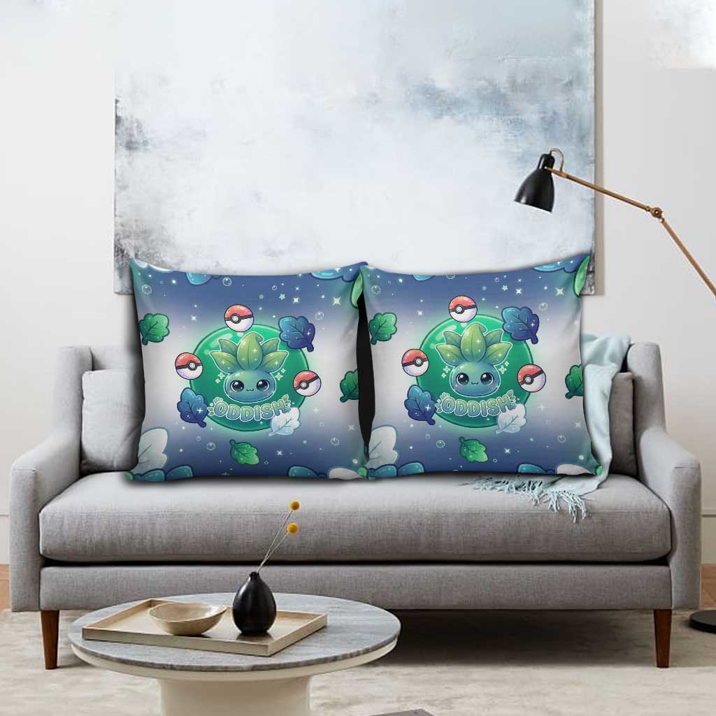 Oddish Pillow Cover Whimsical Kawaii Botanical Fantasy
