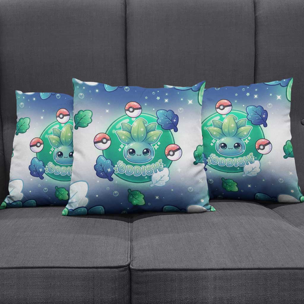 Oddish Pillow Cover Whimsical Kawaii Botanical Fantasy