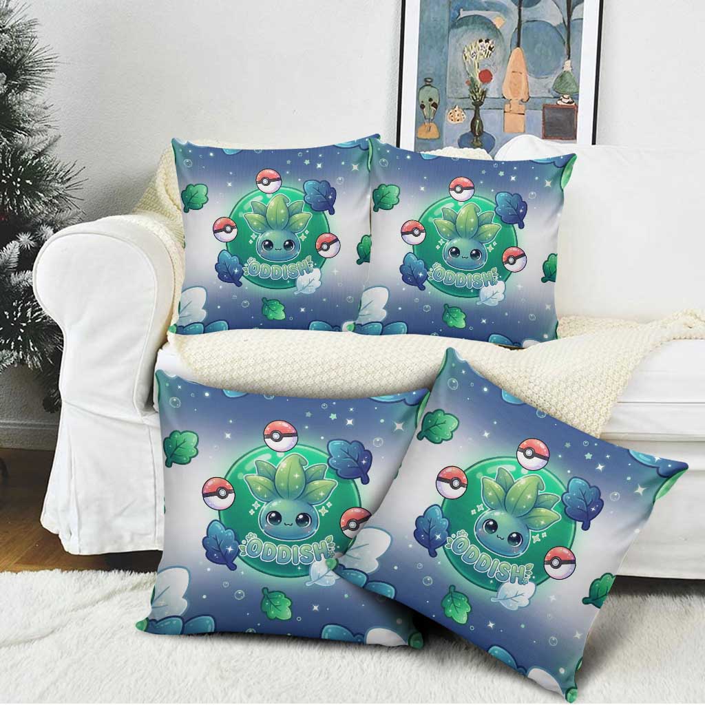 Oddish Pillow Cover Whimsical Kawaii Botanical Fantasy