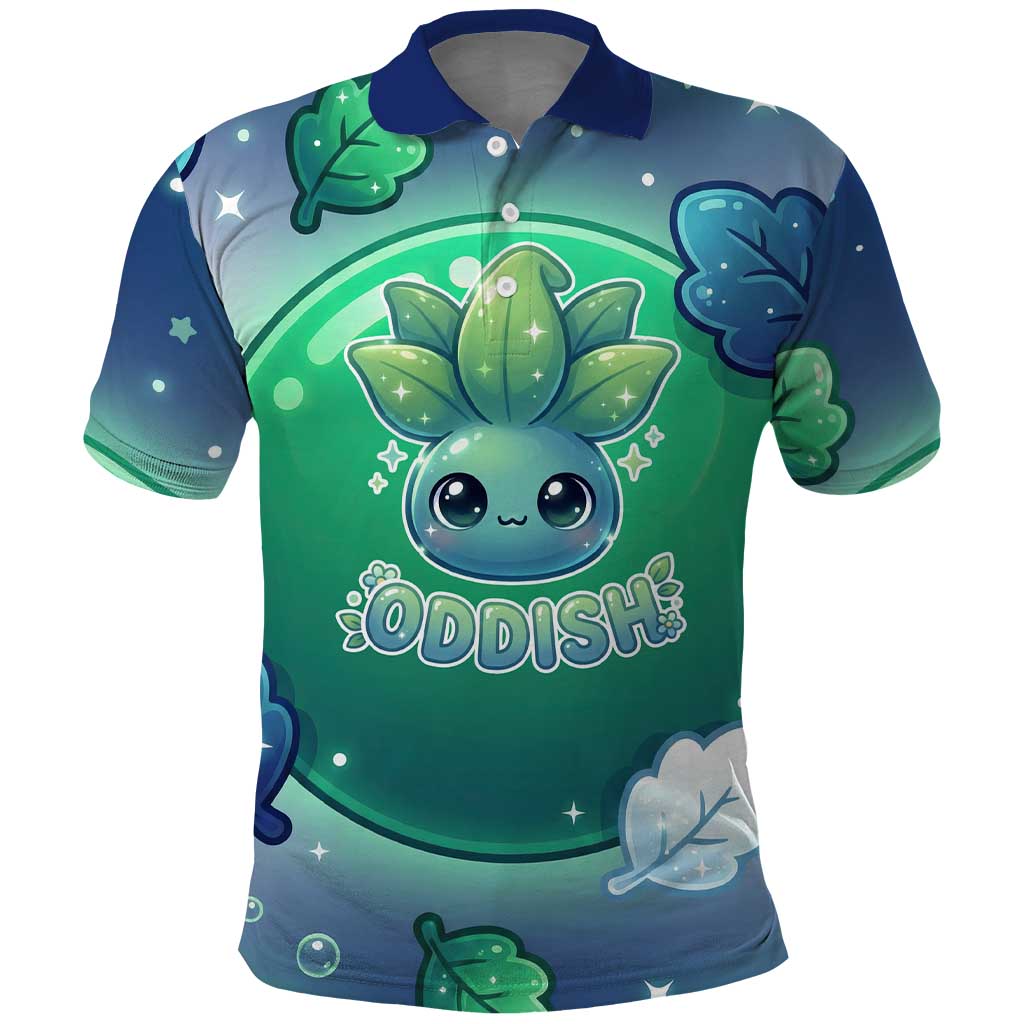 Oddish Polo Shirt Whimsical Kawaii Botanical Fantasy