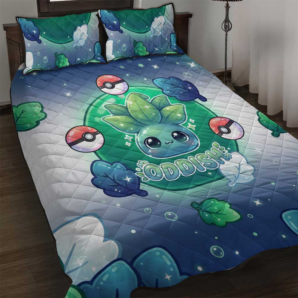 Oddish Quilt Bed Set Whimsical Kawaii Botanical Fantasy