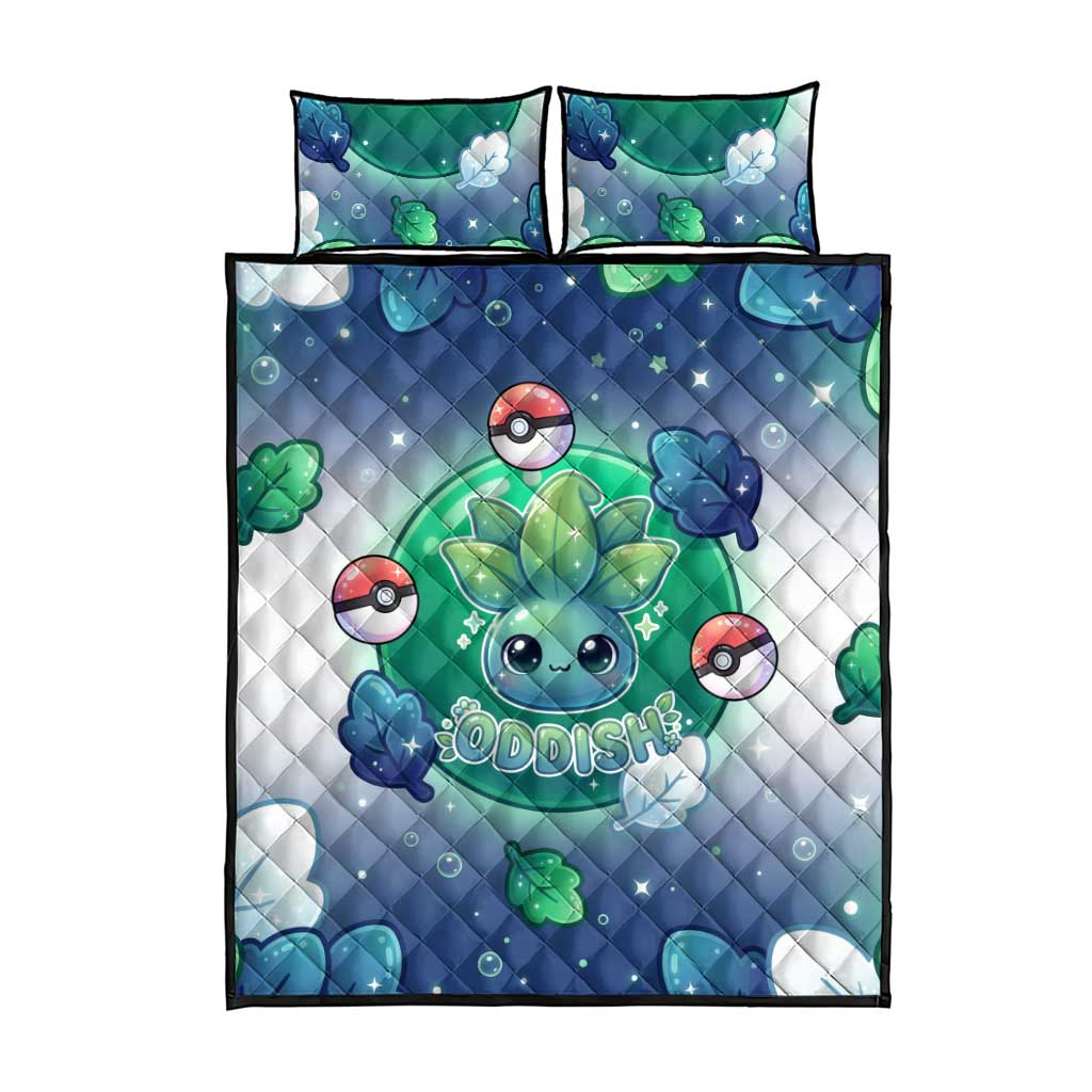 Oddish Quilt Bed Set Whimsical Kawaii Botanical Fantasy