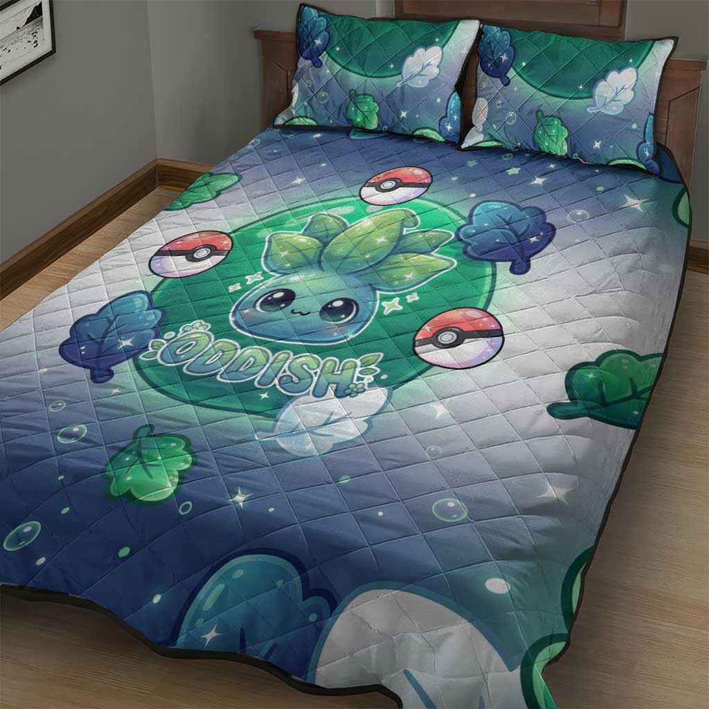 Oddish Quilt Bed Set Whimsical Kawaii Botanical Fantasy