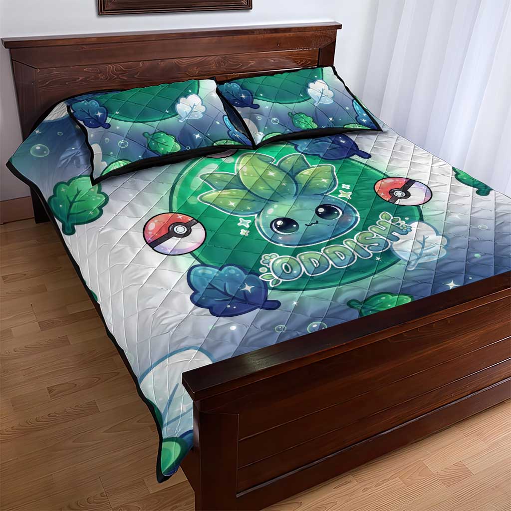 Oddish Quilt Bed Set Whimsical Kawaii Botanical Fantasy