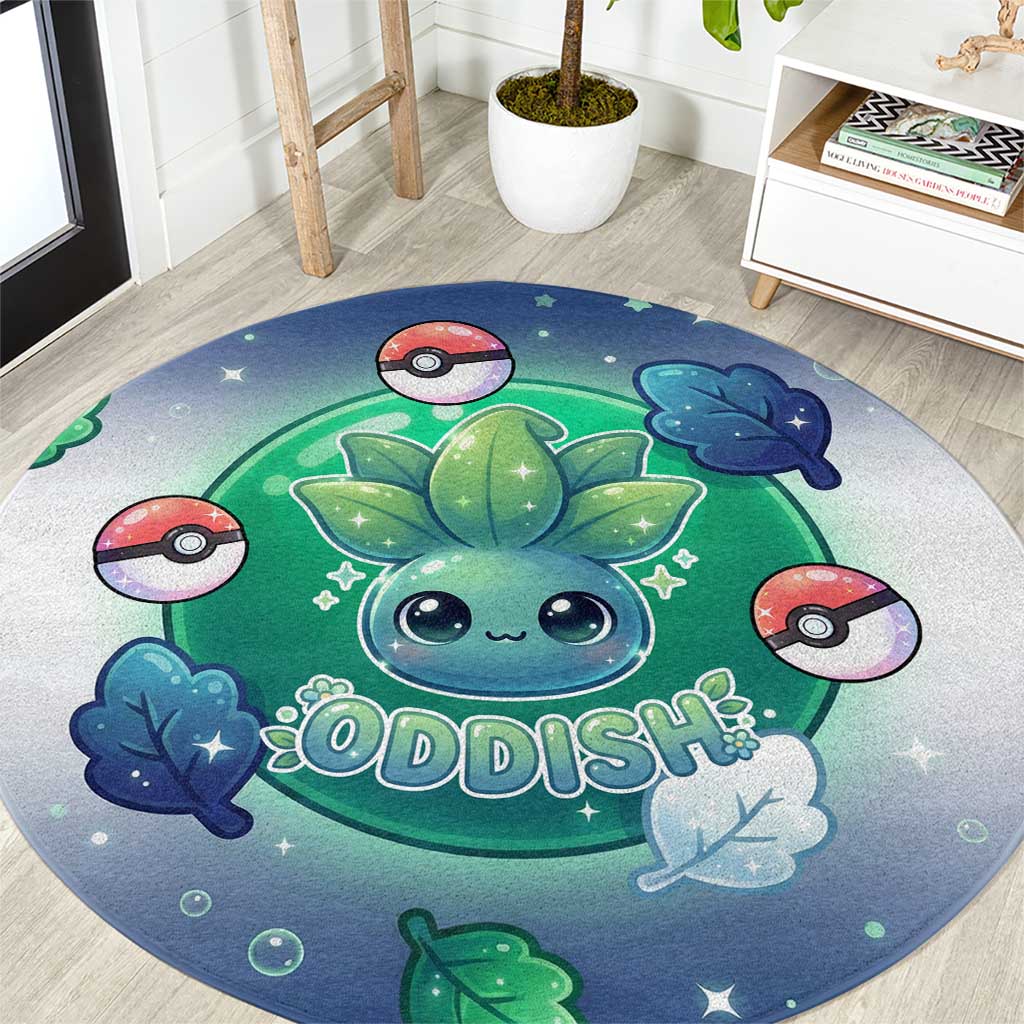Oddish Round Carpet Whimsical Kawaii Botanical Fantasy