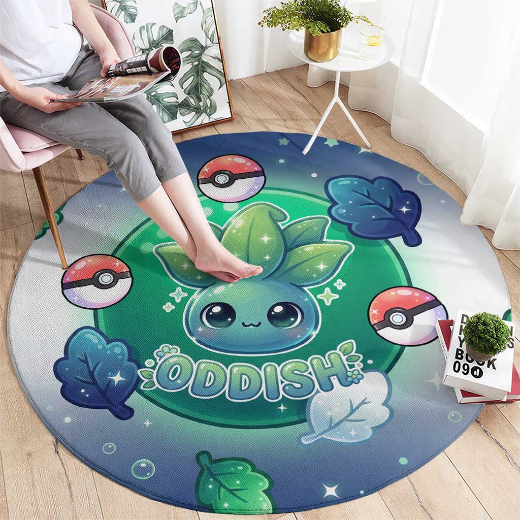 Oddish Round Carpet Whimsical Kawaii Botanical Fantasy