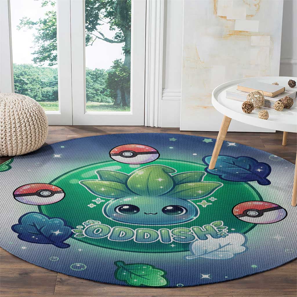 Oddish Round Carpet Whimsical Kawaii Botanical Fantasy