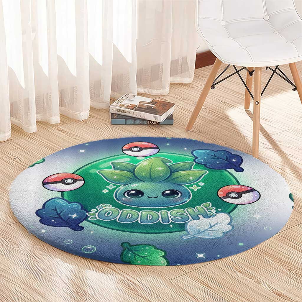 Oddish Round Carpet Whimsical Kawaii Botanical Fantasy