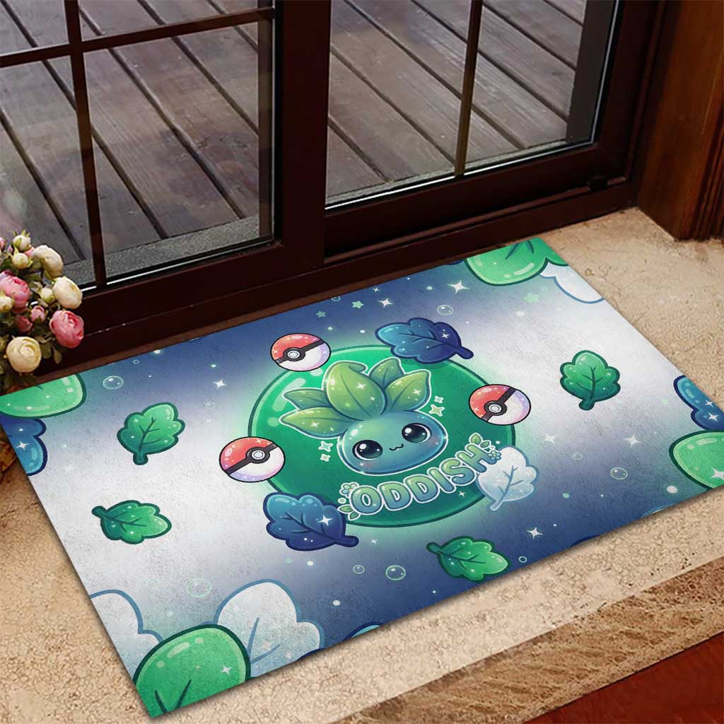 Oddish Rubber Doormat Whimsical Kawaii Botanical Fantasy