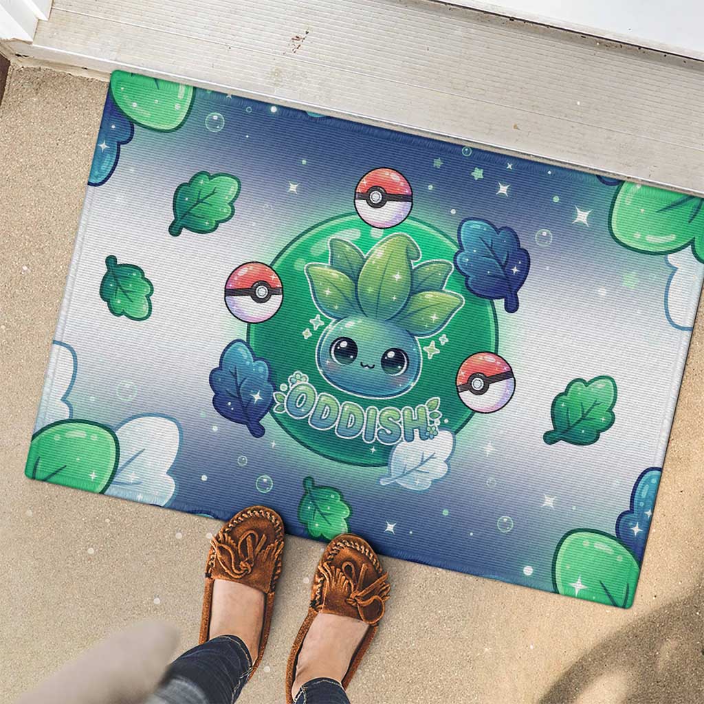 Oddish Rubber Doormat Whimsical Kawaii Botanical Fantasy