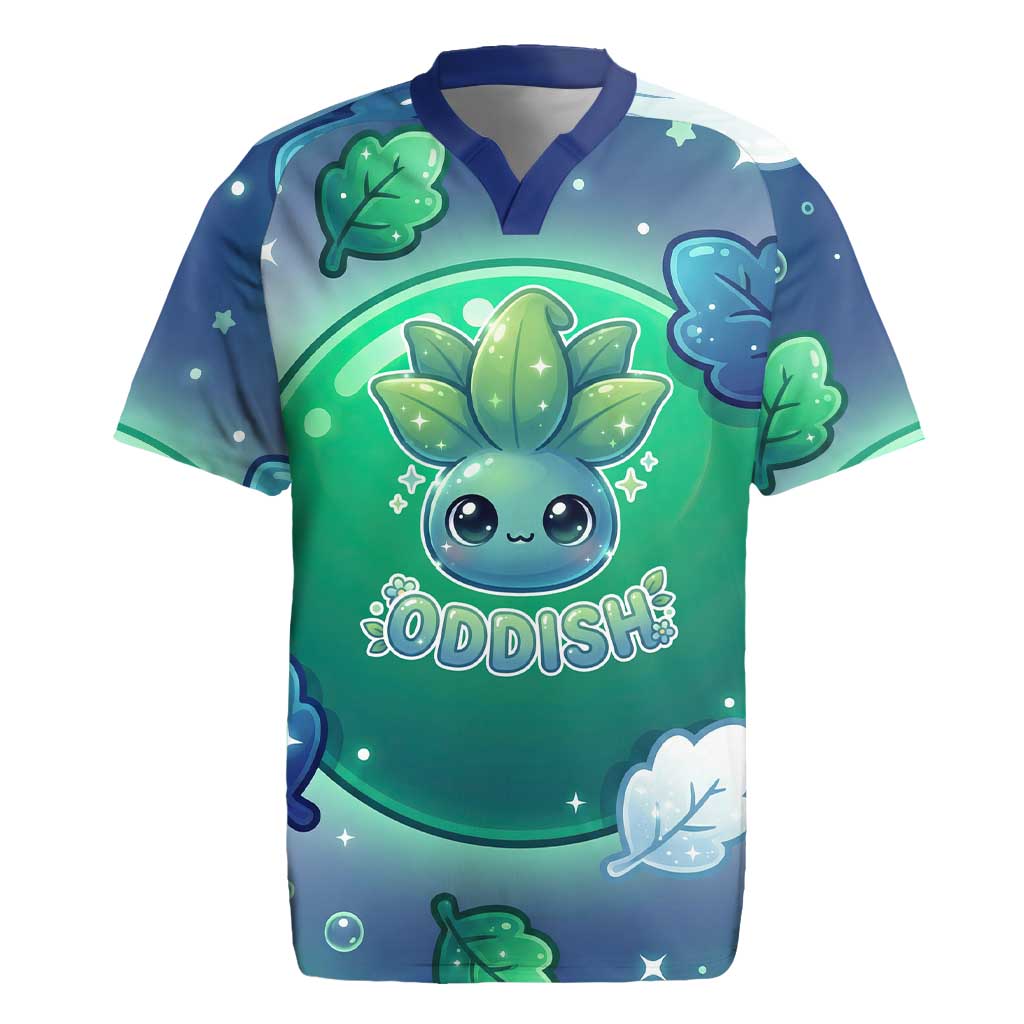 Oddish Rugby Jersey Whimsical Kawaii Botanical Fantasy