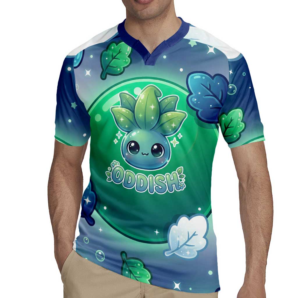 Oddish Rugby Jersey Whimsical Kawaii Botanical Fantasy