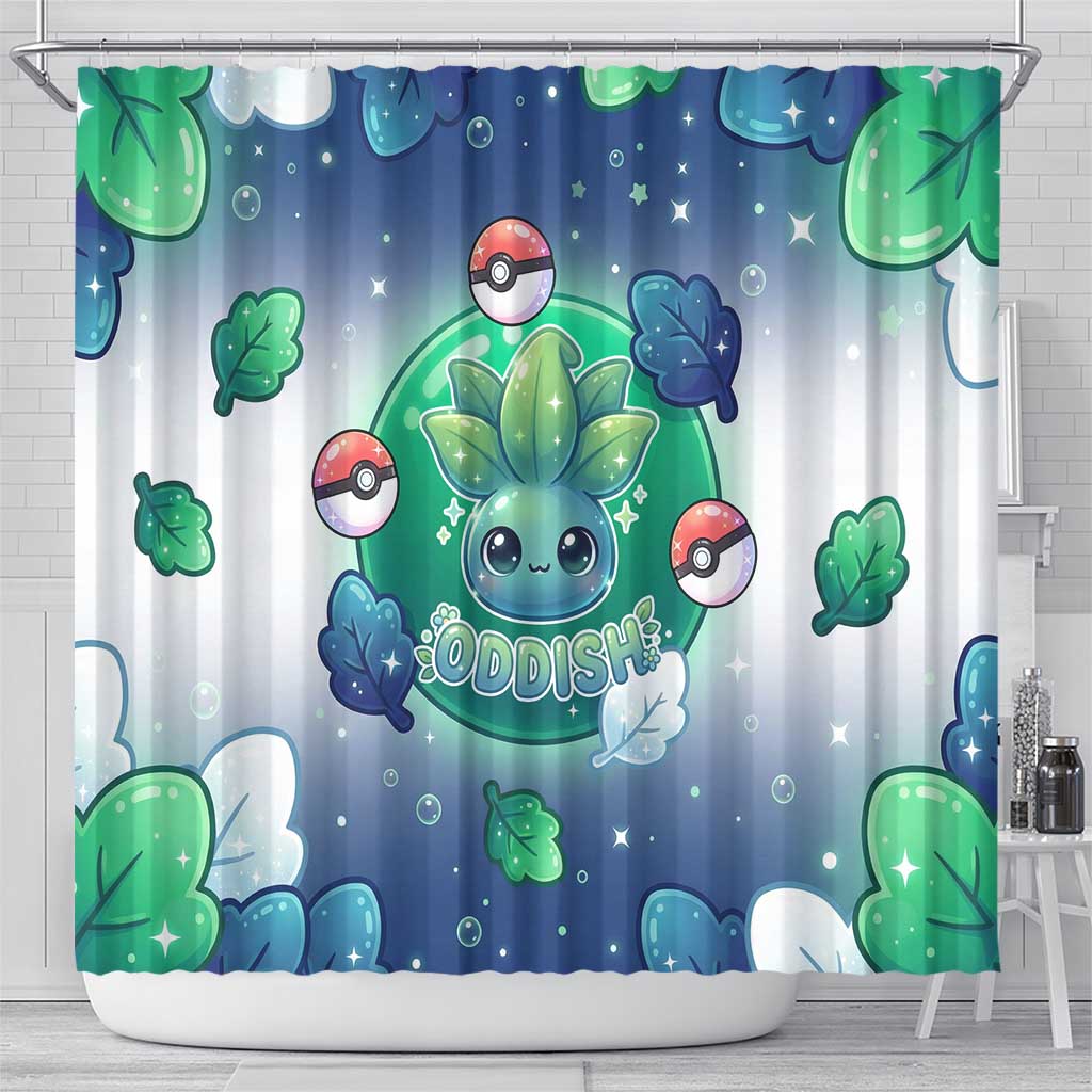 Oddish Shower Curtain Whimsical Kawaii Botanical Fantasy