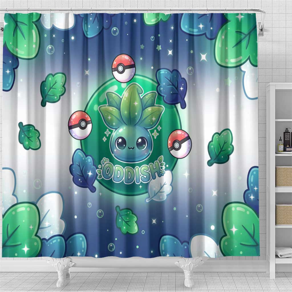 Oddish Shower Curtain Whimsical Kawaii Botanical Fantasy