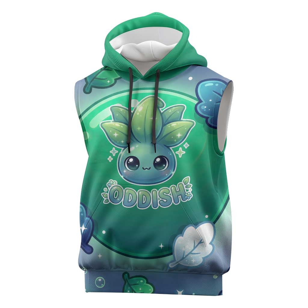 Oddish Sleeveless Hoodie Whimsical Kawaii Botanical Fantasy