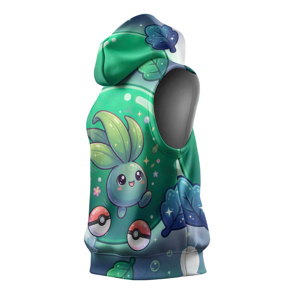 Oddish Sleeveless Hoodie Whimsical Kawaii Botanical Fantasy