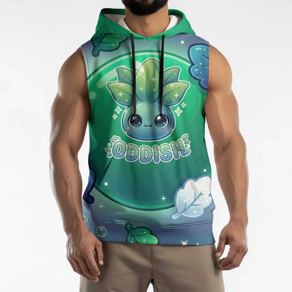 Oddish Sleeveless Hoodie Whimsical Kawaii Botanical Fantasy