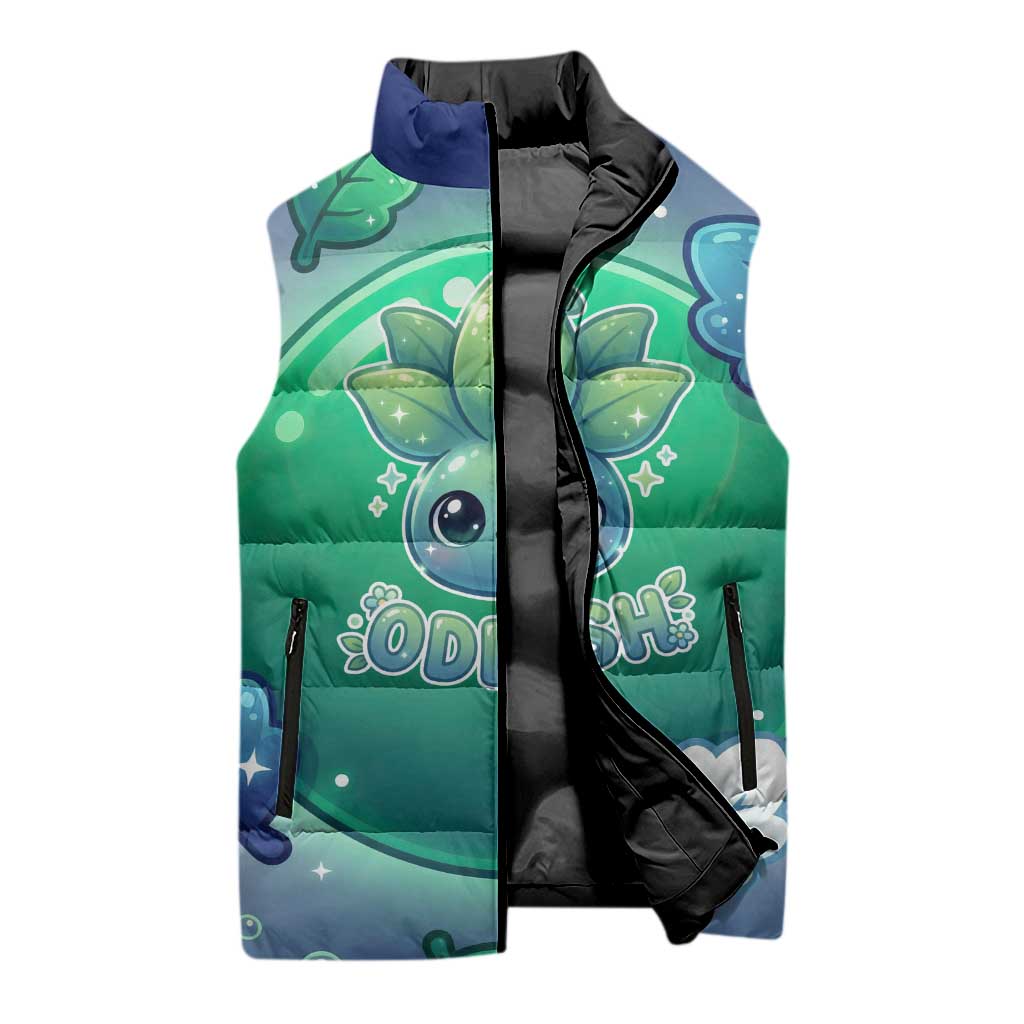 Oddish Sleeveless Puffer Jacket Whimsical Kawaii Botanical Fantasy