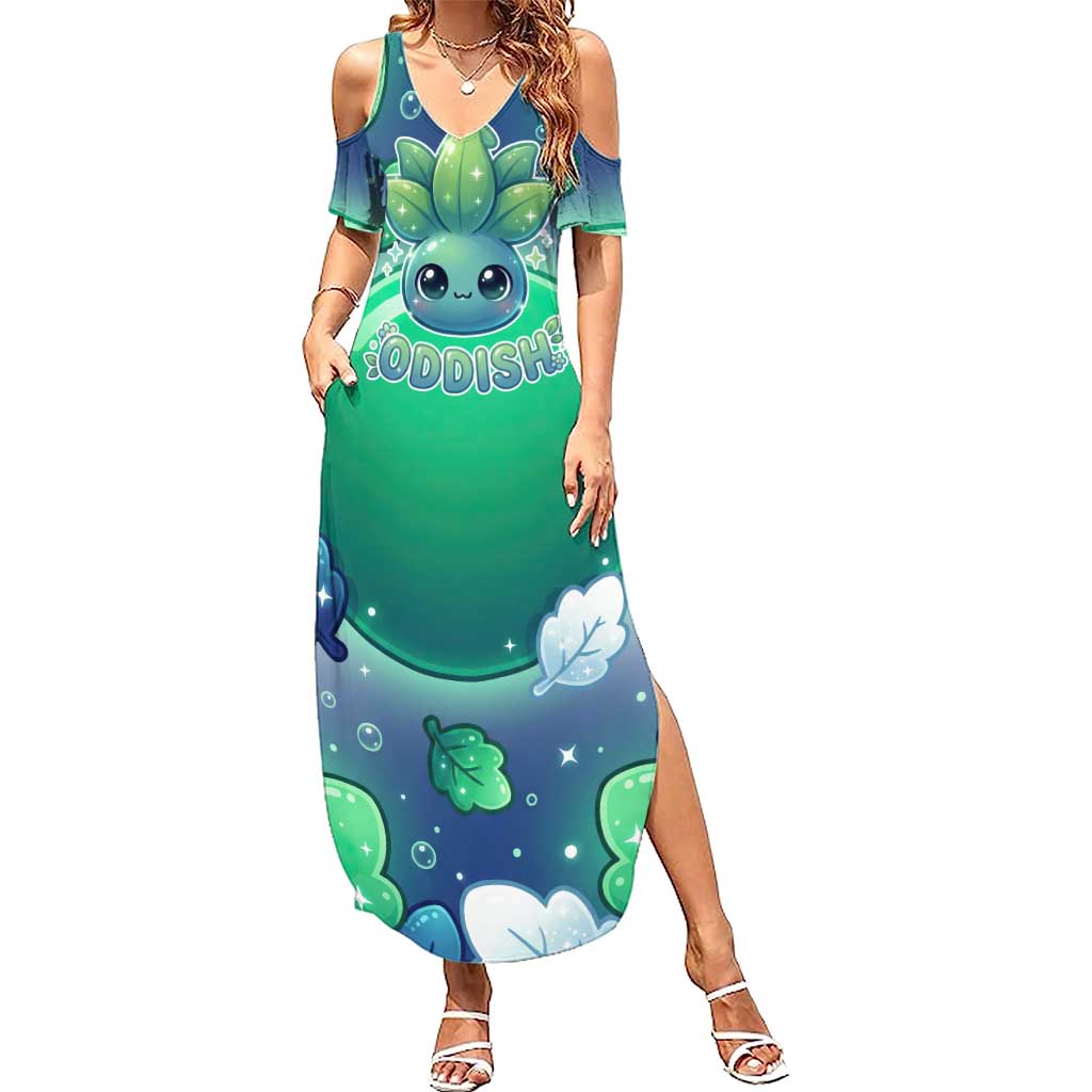 Oddish Summer Maxi Dress Whimsical Kawaii Botanical Fantasy