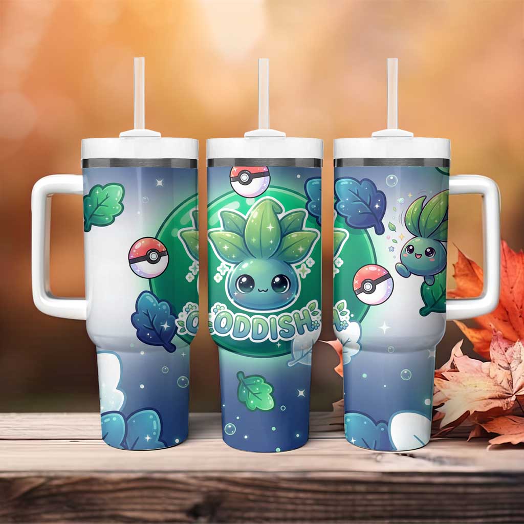 Oddish Tumbler With Handle Whimsical Kawaii Botanical Fantasy