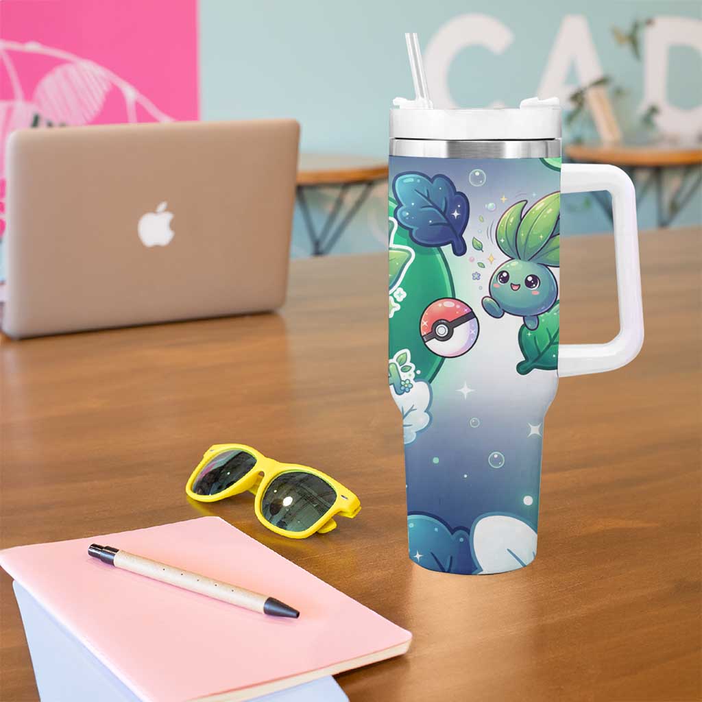 Oddish Tumbler With Handle Whimsical Kawaii Botanical Fantasy